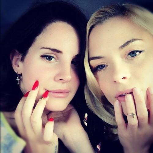 I’m obsessed with a Christian Dior outfit Jaime King wore last month at a Rachel Zoe event, but I’m loathe to post a red carpet image because they’re so ugly. 
So instead, I’ll post this one of Jaime and Lana Del Rey. To see the outfit I love, click here. 