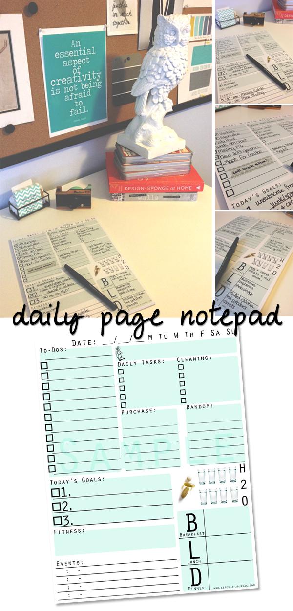 Daily Page Notepad Daily Organization…