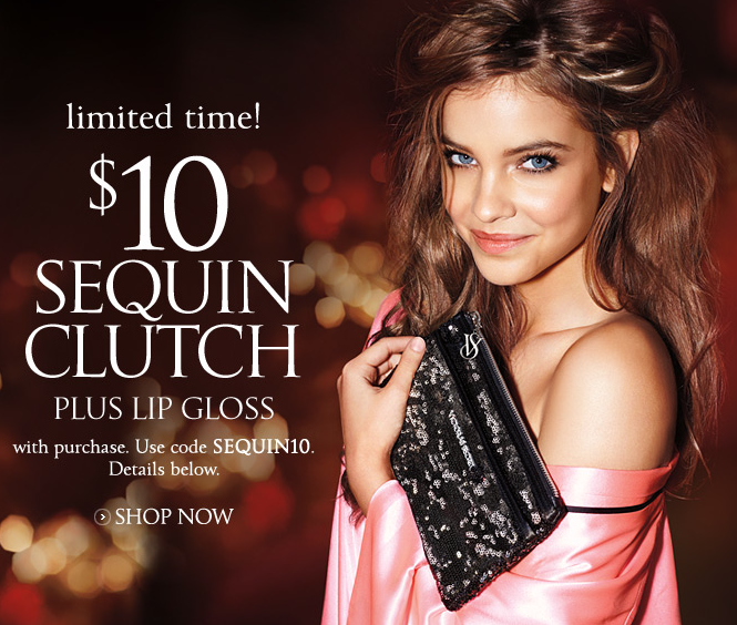 Victoria's Secret Sequin Clutch and Lipgloss for $10 victorias secret sequin clutch promo code covet her closet deal how to sale blog fashion trends 2012 2013 free ship
