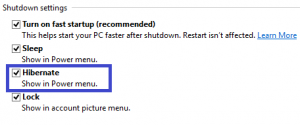 ENABLING THE HIBERNATE OPTION IN WINDOWS 8 hibernate mode