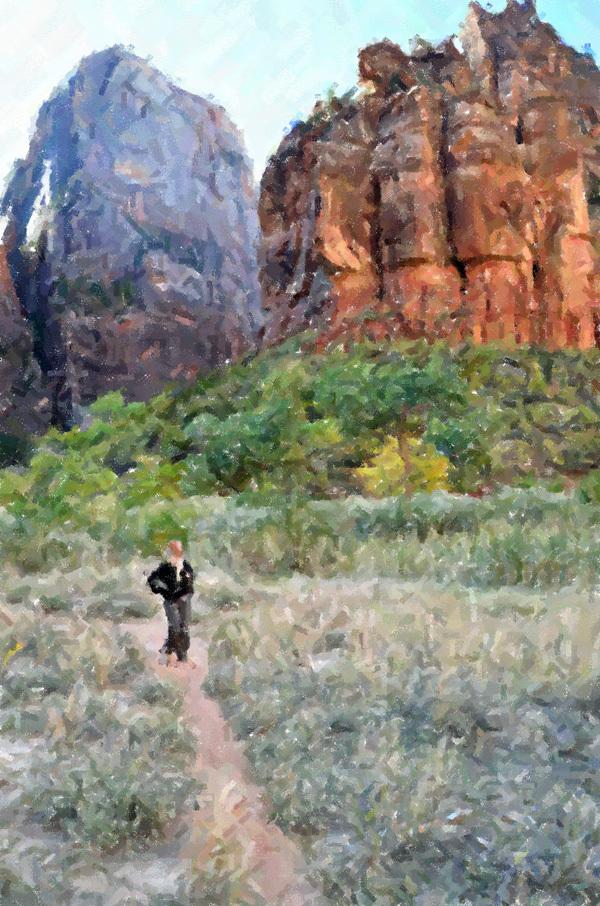 Impressionist Zion National Park Girl on trail
