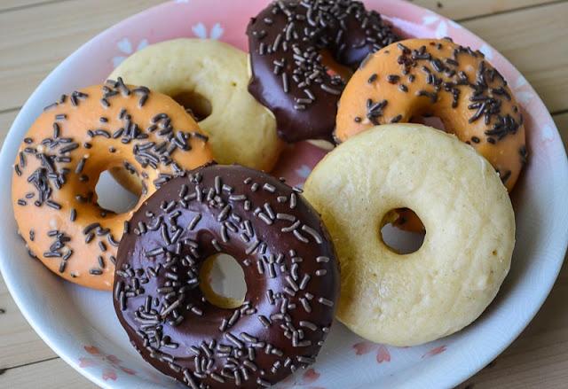 Baked Donuts w/ Pumpkin Spice glaze and Dark Chocolate