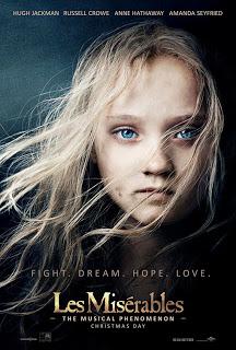 Poster for Les Miserables starring Hugh Jackman, Russell Crowe, Anne Hathaway and Amanda Seyfried