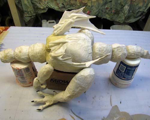 Not So Secret Paper Mache Project- more dragon marionette assembly