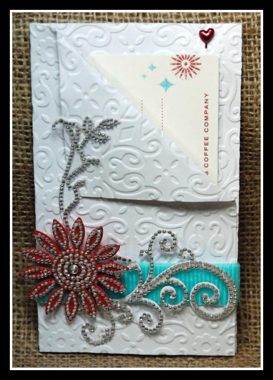 Jewel Bling Gift Card Holder on burlap