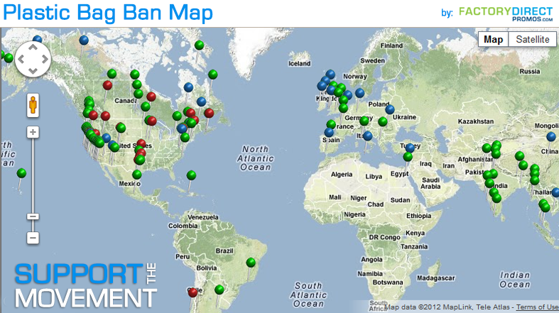 Worldwide Plastic Bag Ban Map