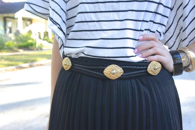outfit: belted pleats
