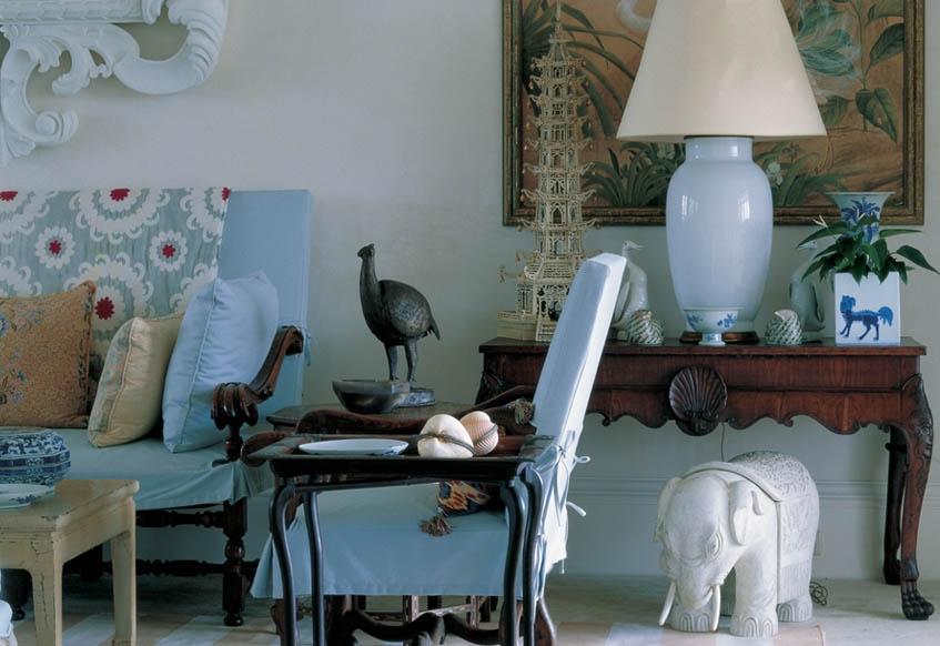 Color Roundup: Using Sky Blue in Interior Design Sky blue room in Bunny William's Punta Cana home