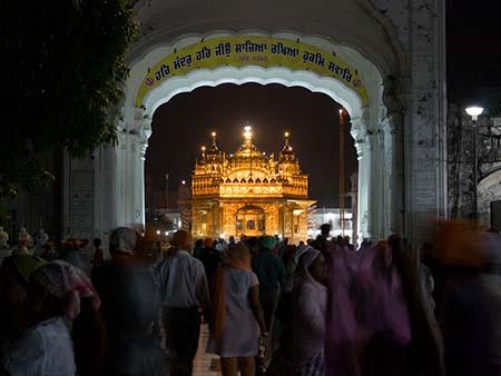 The Golden Temple viewed through the North entrance gate