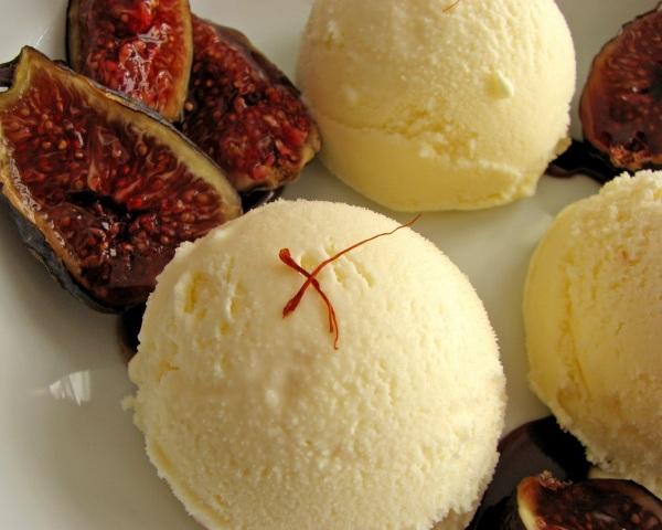Saffron Ice Cream with Figs and Orange Gastrique