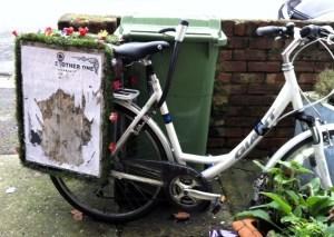 Wannabe policeman is illegally ripping off London comedy show posters The bike, after the attack by the representative of The Law