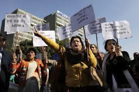 A protest in New Delhi over the deaths of two Indian girls
