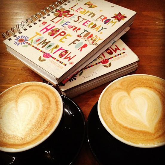Heart-shaped latte foam is the perfect complement to the hearts that adorn these journal covers (submitted by Darren L.)
