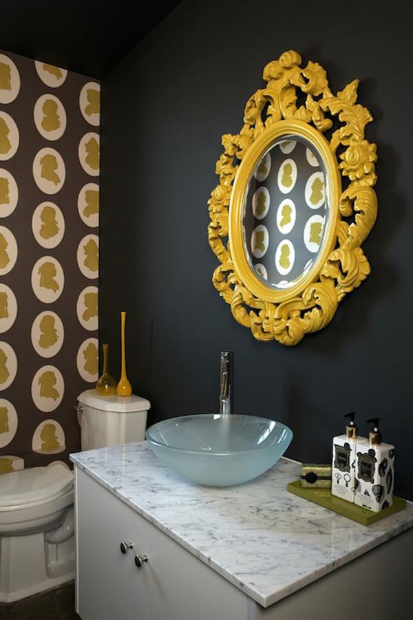 Color Roundup: Using Black in Interior Design black and yellow bathroom