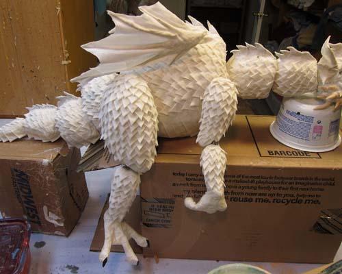 Paper Mache Dragon Marionette- head