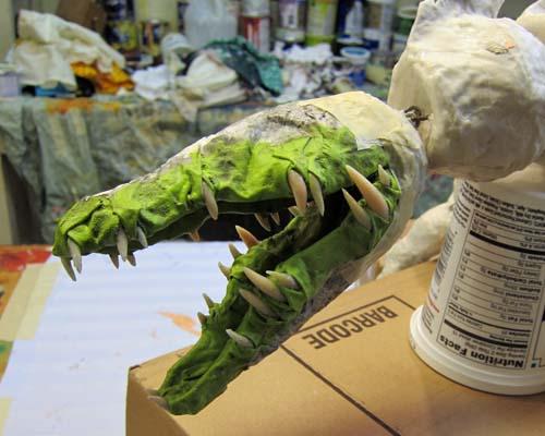 Paper Mache Dragon Marionette- head