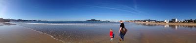Panoramic photo of the bay of Playa América Baiona and Playa América (Galicia, Northwest Spain)
