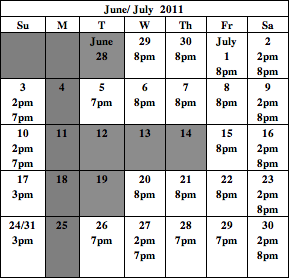 All New People July calendar