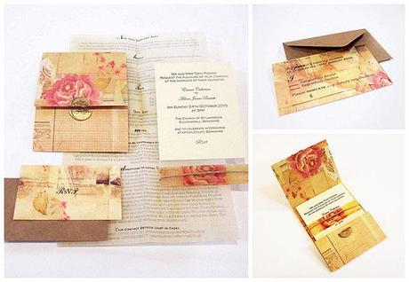 vintage scrapbook wedding invitations