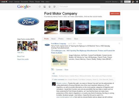 Ford Motors in Google+