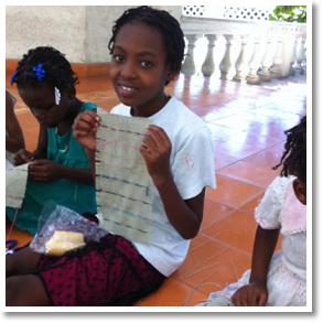 Weaving Art with Haiti kids