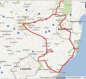 South Africa Route Map 2012