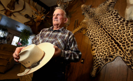 Terry Penrod's jaguar pelt decorates his living room in Lakeside. He shot the animal in 1963, thinking it was a big bobcat. But his kill turned out to be the nation's last known female jaguar, giving rise to a controversy over critical habitat that goes on today.