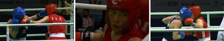 2012 Top DPRK Athlete DPRK boxer Pak Kyong Ok (C, red) fights the US' Mikaela Mayer in the light welterweight semi-finals of the AIBA Women's World Boxing Championships in Qinhuangdao, PRC, on 18 May 2013 (Photos: AIBA screengrabs)