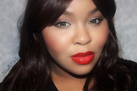 lips and false on natural lips lipstick with the red cheeks lashes. natural look red  makeup bold Rouged