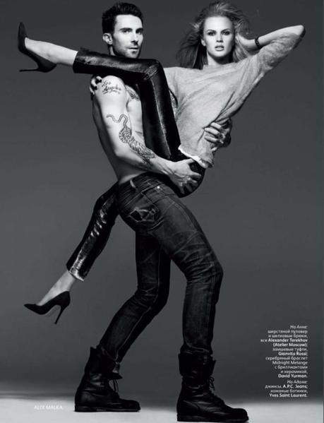 Anne Vyalitsyna and Adam Levine by Alix Malka for Vogue Russia November 2011 2