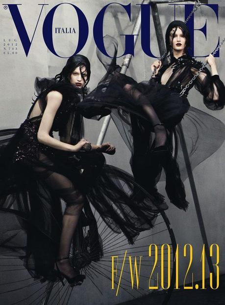 Cover- Vanessa Axente & Mackenzie Drazan by Steven Meisel for Vogue Italia July 2012