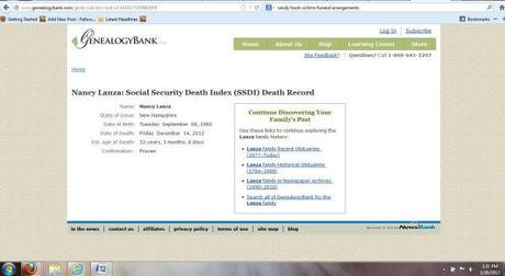 SSDI says Adam Lanza died a day before Sandy Hook massacre Nancy Lanza died 12-14-2012