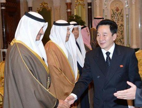 DPRK Ambassador to Kuwait So Chang Sik (R) shakes hands with Kuwaiti officials prior to a ceremony at which Ambassador So presented his diplomatic credentials on 15 January 2013 (Photo: (Photo: Al Diwan Al Amiri of Kuwait State)