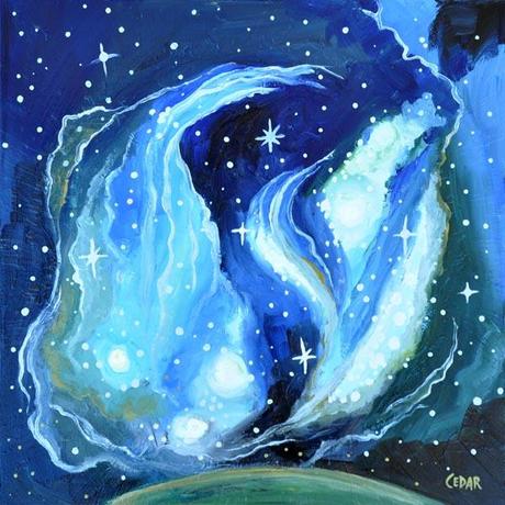 Cosmic Art: Fire & Ice blue flames