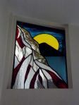 contemporary stained glass panel with fused glass detail 