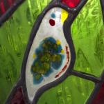 fused white bird panel Cementing and Soldering Stained Glass