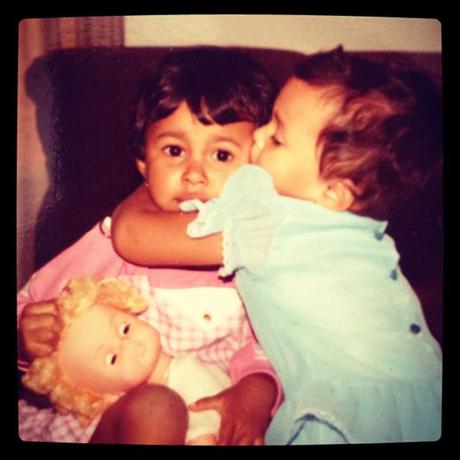 My cousin and me, making up after a fight (over this doll)