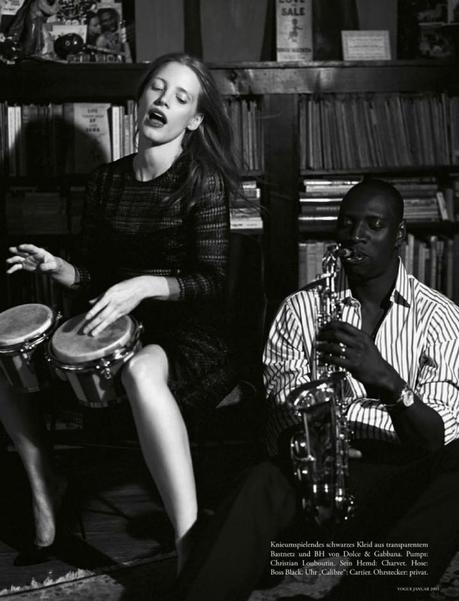 Omar Sy & Jessica Chastain by Bruce Weber for Vogue Germany January 2013 3