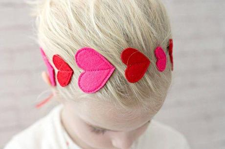 Valentines Headband with Red and Pink Hearts