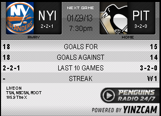 Game 6 : Penguins vs. Islanders : 01.29.11 : Live Game Thread!