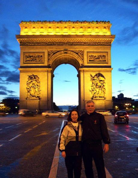 Jean and Bob at Arc de Triomphe - sunset - Paris