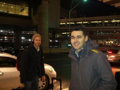 Andrew and Nick in the cold outside Toronto airport