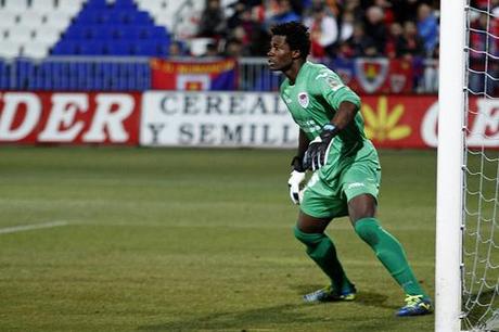 Razak Brimah, the Ghanian keeper breached by Girona after 442 minutes. Courtesy of oscar de marcos