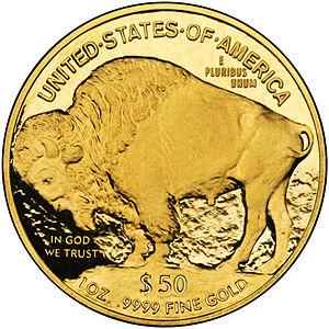 Reverse of the American Buffalo gold coins, st...