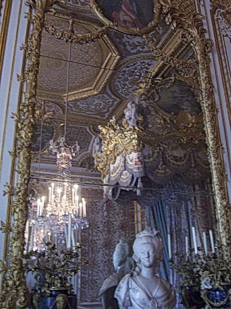 Queen Marie-Antoinette's Bedchamber ceiling and walls at Versailles - France