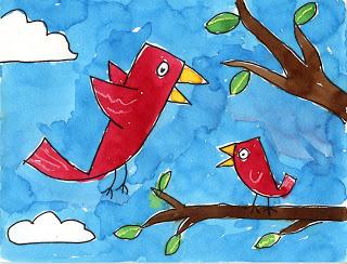Birds in a Tree Painting