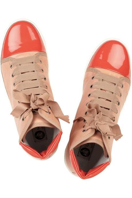 Lanvin Patent-trimmed leather sneakers ($680) Lanvin Patent-trimmed leather sneakers ($680)