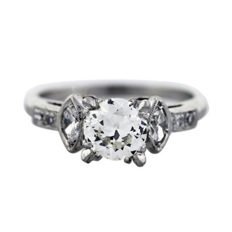 .88ct European Cut Diamond Antique Platinum Engagement Ring