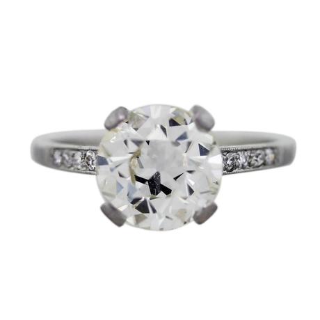 Platinum and European Cut Diamond Engagement Ring, antique engagement ring boca