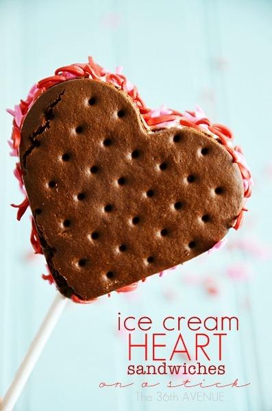 14 Treats For Your Valentine Sandwich Ice Cream Hearts Tutorial by the36thavenue.com